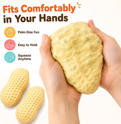 2 Pack Crunchy Peanut Squishy Toys, Fidget Set | ASMR Squishy Toys, Crisp Crunchy Sound, 4.5in Realistic Food Shaped Decompression Squeeze