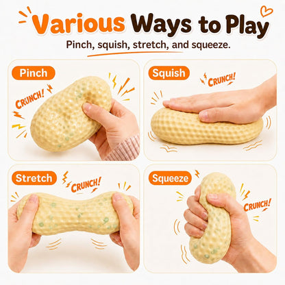 2 Pack Crunchy Peanut Squishy Toys, Fidget Set | ASMR Squishy Toys, Crisp Crunchy Sound, 4.5in Realistic Food Shaped Decompression Squeeze
