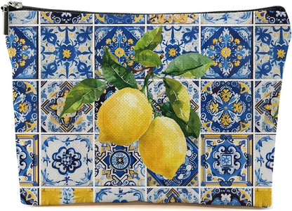 Lemon Bag Italy Travel Essentials Makeup Bag Travel Italian Gifts | Lemon Gifts for Travelers Women Girl Niece Cosmetic Bag Toiletry Bags for Christmas Thanksgiving Vacation Bridal Shower Gift