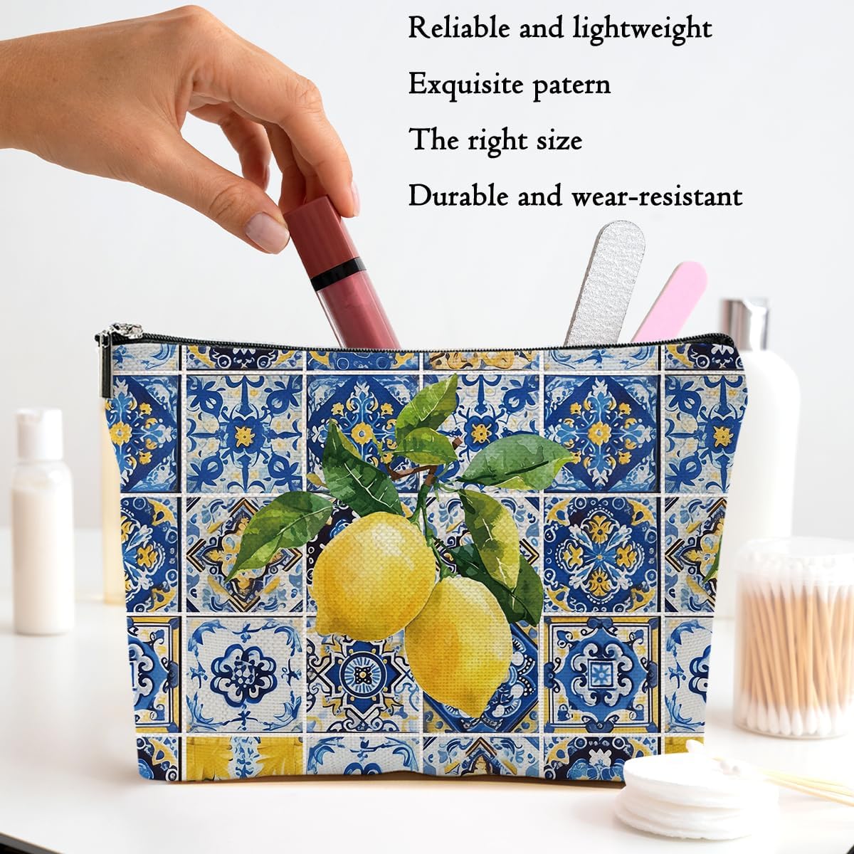 Lemon Bag Italy Travel Essentials Makeup Bag Travel Italian Gifts | Lemon Gifts for Travelers Women Girl Niece Cosmetic Bag Toiletry Bags for Christmas Thanksgiving Vacation Bridal Shower Gift