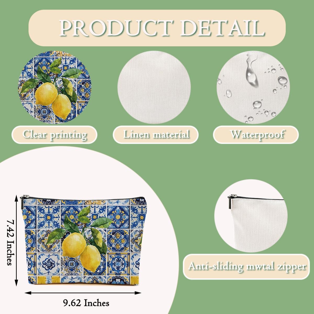 Lemon Bag Italy Travel Essentials Makeup Bag Travel Italian Gifts | Lemon Gifts for Travelers Women Girl Niece Cosmetic Bag Toiletry Bags for Christmas Thanksgiving Vacation Bridal Shower Gift