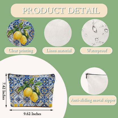 Lemon Bag Italy Travel Essentials Makeup Bag Travel Italian Gifts | Lemon Gifts for Travelers Women Girl Niece Cosmetic Bag Toiletry Bags for Christmas Thanksgiving Vacation Bridal Shower Gift