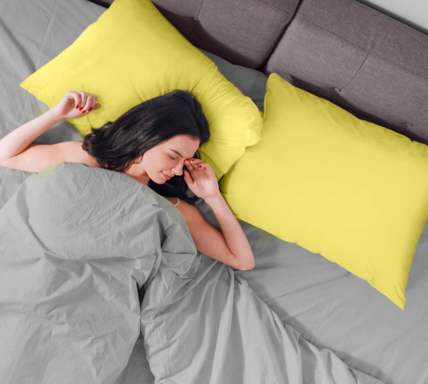 Premium 100% Waterproof Pillow Protectors with Zipper Standard Size (Set of 2), Bed Bug and Dust Mite Proof Zippered Pillow Covers, Pillow Encasement Cases, Yellow