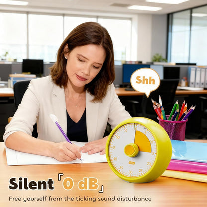 Visual Timer for Kids 60-Minute Countdown Timer with Optional Alarm, Focus Tool for ADHD & Autism, Time Management for Homework, Chores, Office, Kitchen, Teaching & Study Routines (Yellow)