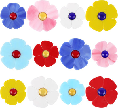 Flat Glass Mosaic Tiles, 96 PCS Flower Mosaic Tiles, Glass Petal Mosaic Gems for Home Decoration DIY Crafts