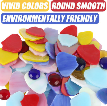 Flat Glass Mosaic Tiles, 96 PCS Flower Mosaic Tiles, Glass Petal Mosaic Gems for Home Decoration DIY Crafts