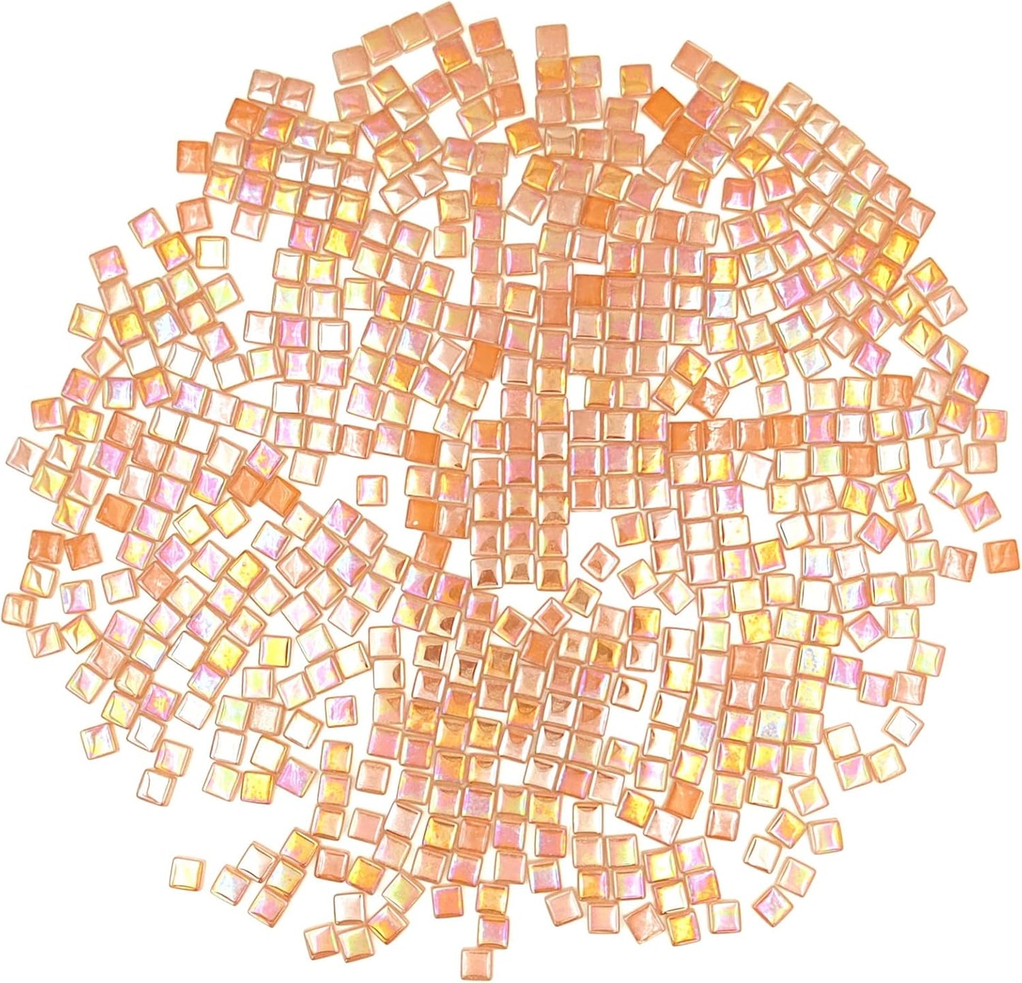 1.1lb Square Crystal Mosaic Tiles, Iridescent Mosaic Glass Tiles for Crafts, Mosaic Pieces DIY Hobbies Children Handmade Jewelry Art Decoration Gifts,525 Pieces (Lemon Yellow)