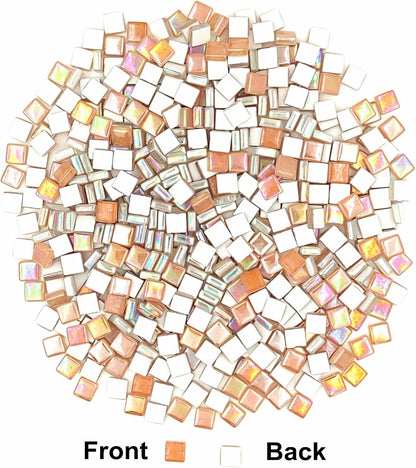 1.1lb Square Crystal Mosaic Tiles, Iridescent Mosaic Glass Tiles for Crafts, Mosaic Pieces DIY Hobbies Children Handmade Jewelry Art Decoration Gifts,525 Pieces (Lemon Yellow)