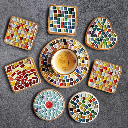 1.1lb Square Crystal Mosaic Tiles, Iridescent Mosaic Glass Tiles for Crafts, Mosaic Pieces DIY Hobbies Children Handmade Jewelry Art Decoration Gifts,525 Pieces (Lemon Yellow)