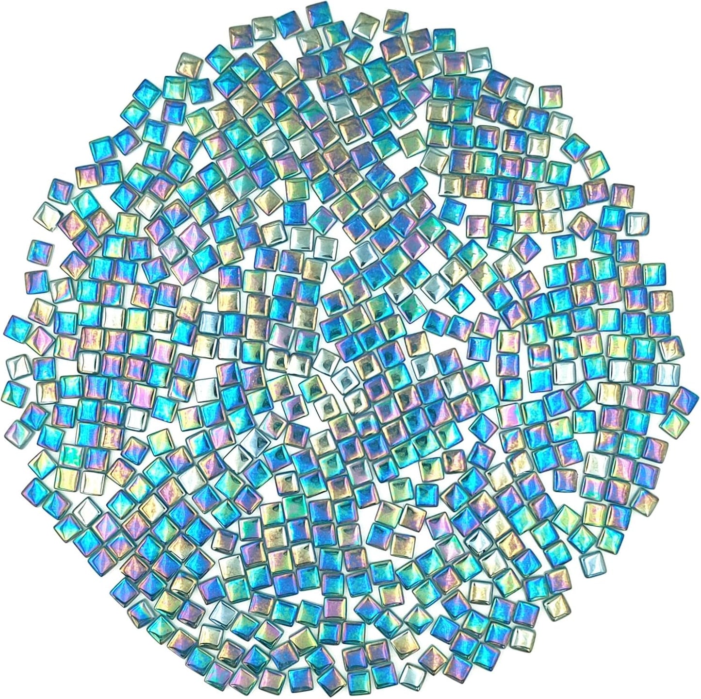 1.1lb Square Crystal Mosaic Tiles, Iridescent Mosaic Glass Tiles for Crafts, Mosaic Pieces DIY Hobbies Children Handmade Jewelry Art Decoration Gifts,525 Pieces (Lemon Yellow)