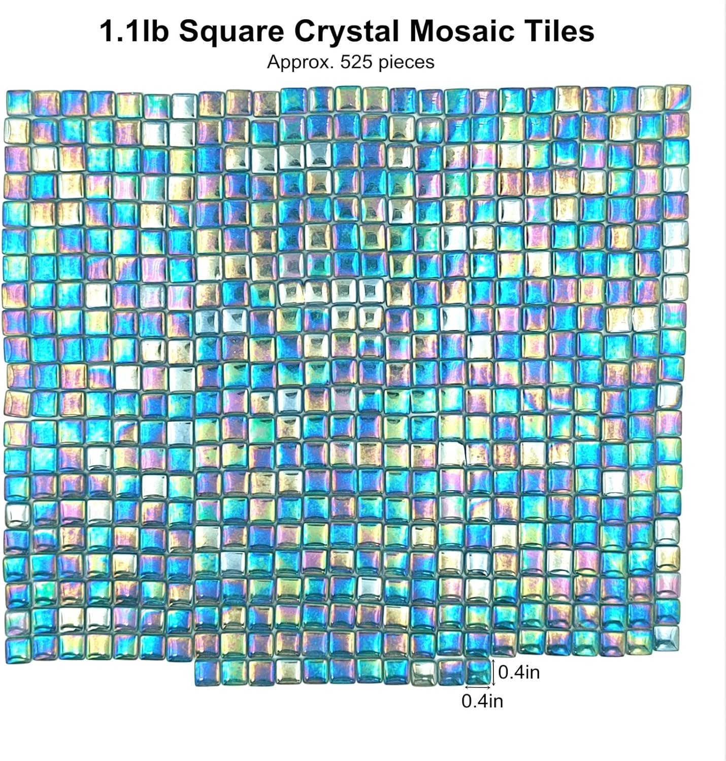 1.1lb Square Crystal Mosaic Tiles, Iridescent Mosaic Glass Tiles for Crafts, Mosaic Pieces DIY Hobbies Children Handmade Jewelry Art Decoration Gifts,525 Pieces (Lemon Yellow)