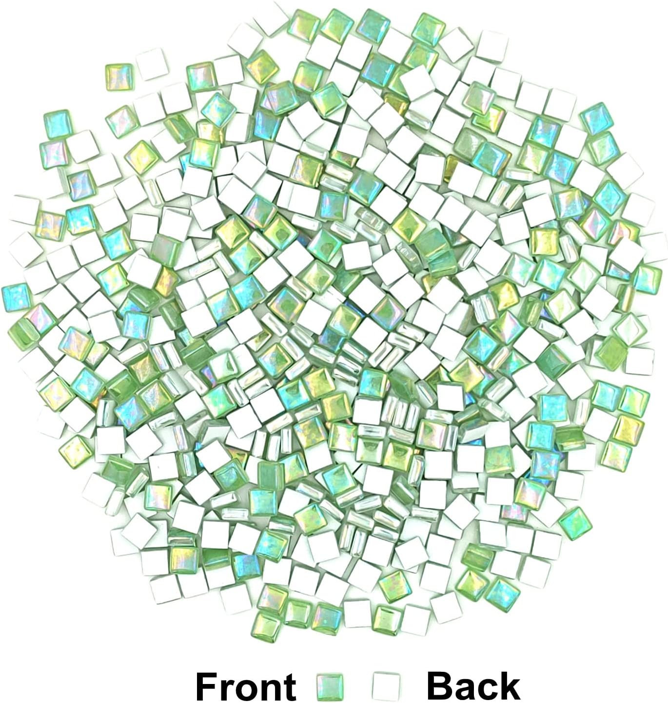 1.1lb Square Crystal Mosaic Tiles, Iridescent Mosaic Glass Tiles for Crafts, Mosaic Pieces DIY Hobbies Children Handmade Jewelry Art Decoration Gifts,525 Pieces (Lemon Yellow)