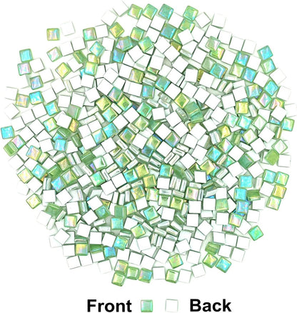 1.1lb Square Crystal Mosaic Tiles, Iridescent Mosaic Glass Tiles for Crafts, Mosaic Pieces DIY Hobbies Children Handmade Jewelry Art Decoration Gifts,525 Pieces (Lemon Yellow)