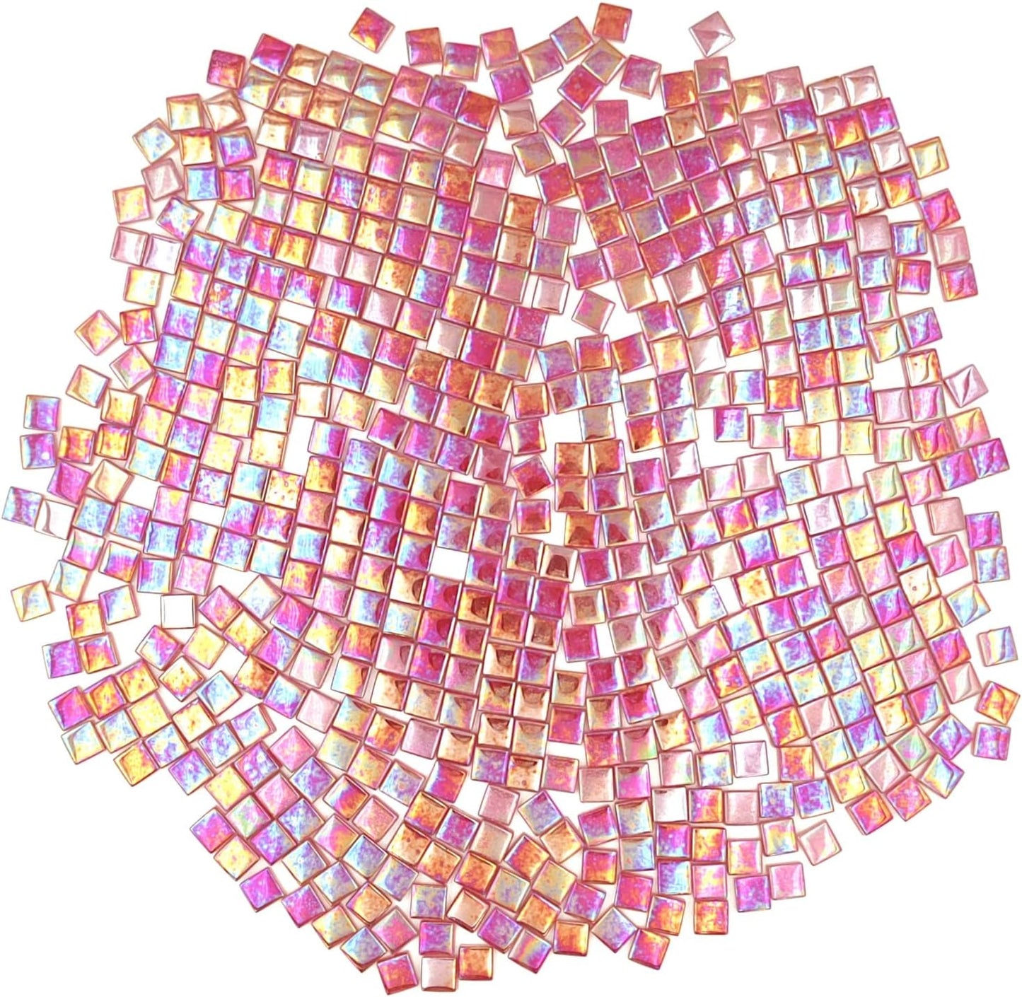 1.1lb Square Crystal Mosaic Tiles, Iridescent Mosaic Glass Tiles for Crafts, Mosaic Pieces DIY Hobbies Children Handmade Jewelry Art Decoration Gifts,525 Pieces (Lemon Yellow)