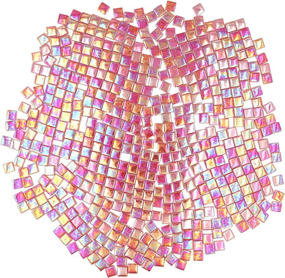 1.1lb Square Crystal Mosaic Tiles, Iridescent Mosaic Glass Tiles for Crafts, Mosaic Pieces DIY Hobbies Children Handmade Jewelry Art Decoration Gifts,525 Pieces (Lemon Yellow)