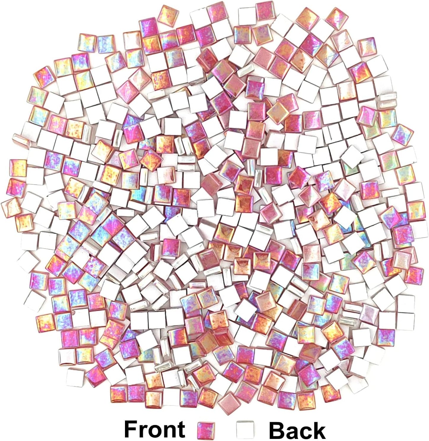 1.1lb Square Crystal Mosaic Tiles, Iridescent Mosaic Glass Tiles for Crafts, Mosaic Pieces DIY Hobbies Children Handmade Jewelry Art Decoration Gifts,525 Pieces (Lemon Yellow)