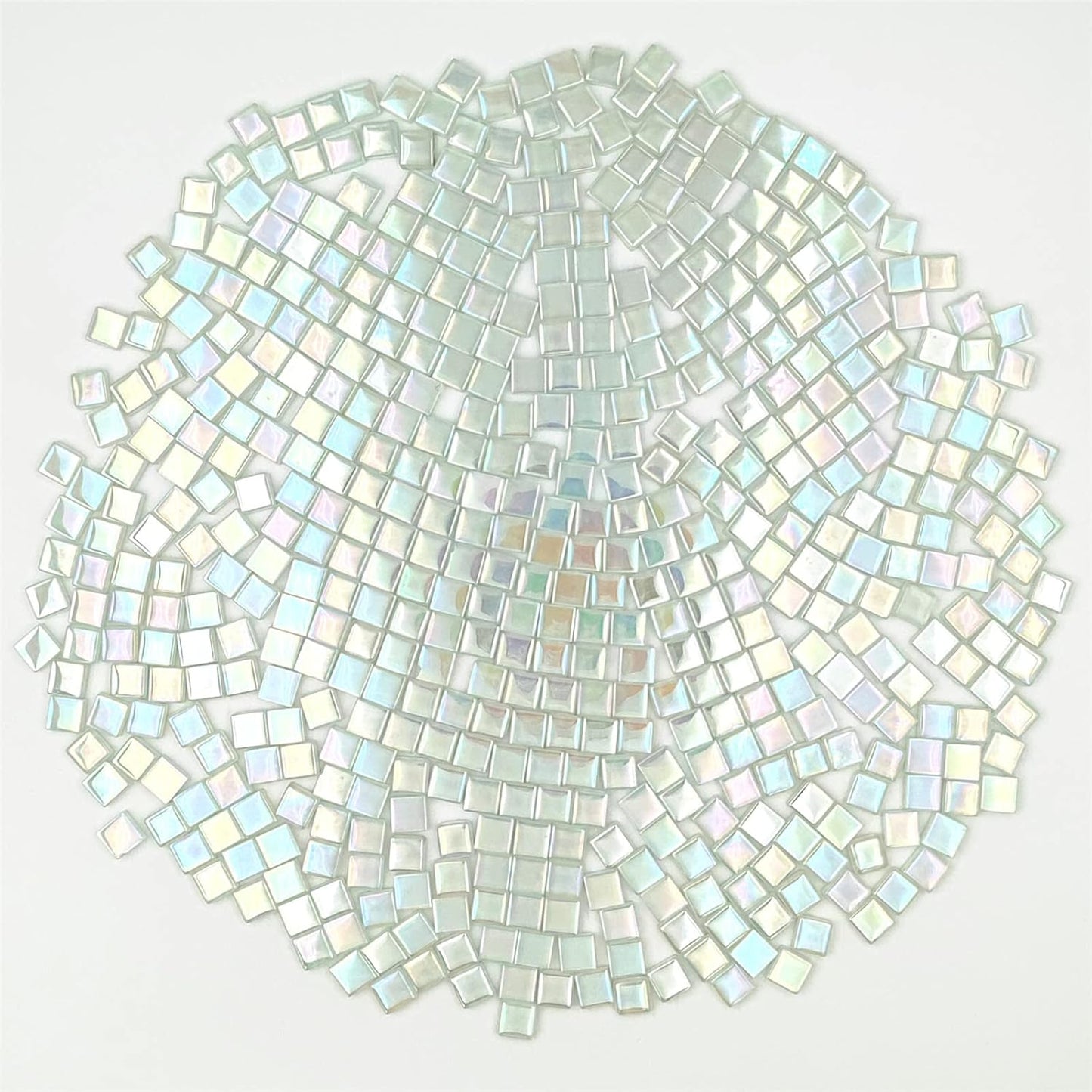 1.1lb Square Crystal Mosaic Tiles, Iridescent Mosaic Glass Tiles for Crafts, Mosaic Pieces DIY Hobbies Children Handmade Jewelry Art Decoration Gifts,525 Pieces (Lemon Yellow)