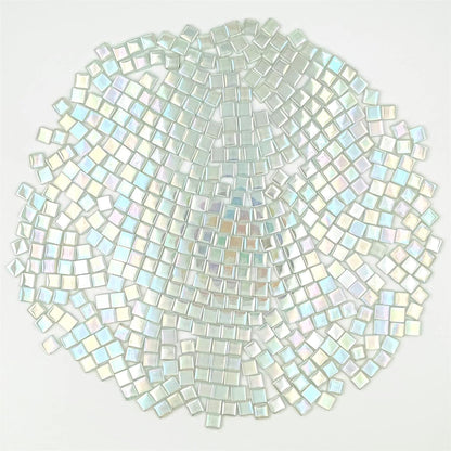 1.1lb Square Crystal Mosaic Tiles, Iridescent Mosaic Glass Tiles for Crafts, Mosaic Pieces DIY Hobbies Children Handmade Jewelry Art Decoration Gifts,525 Pieces (Lemon Yellow)