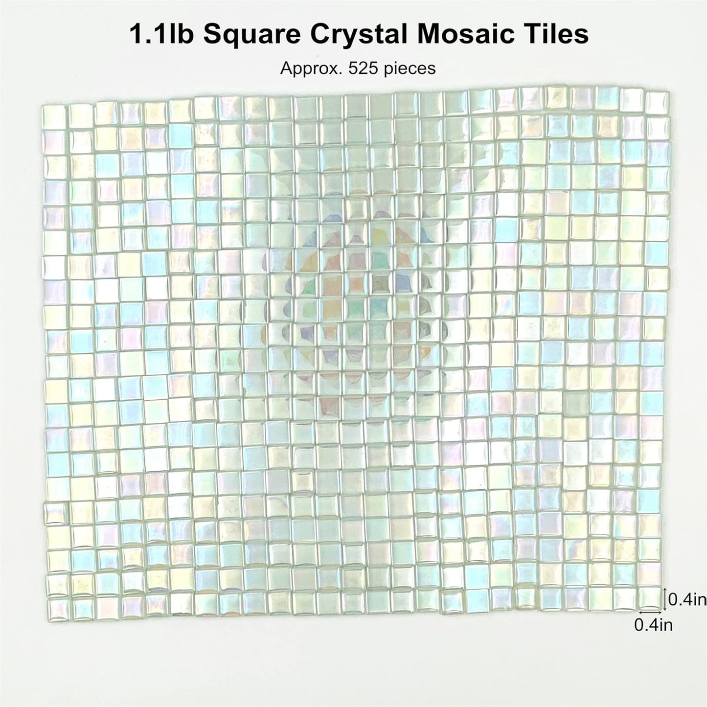 1.1lb Square Crystal Mosaic Tiles, Iridescent Mosaic Glass Tiles for Crafts, Mosaic Pieces DIY Hobbies Children Handmade Jewelry Art Decoration Gifts,525 Pieces (Lemon Yellow)