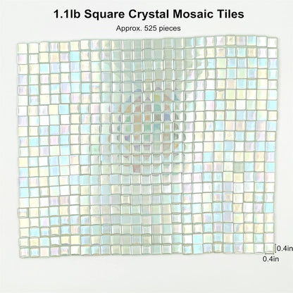 1.1lb Square Crystal Mosaic Tiles, Iridescent Mosaic Glass Tiles for Crafts, Mosaic Pieces DIY Hobbies Children Handmade Jewelry Art Decoration Gifts,525 Pieces (Lemon Yellow)