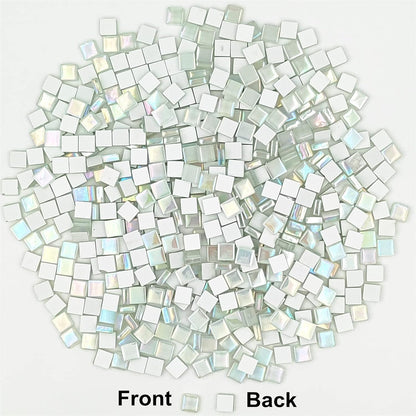1.1lb Square Crystal Mosaic Tiles, Iridescent Mosaic Glass Tiles for Crafts, Mosaic Pieces DIY Hobbies Children Handmade Jewelry Art Decoration Gifts,525 Pieces (Lemon Yellow)