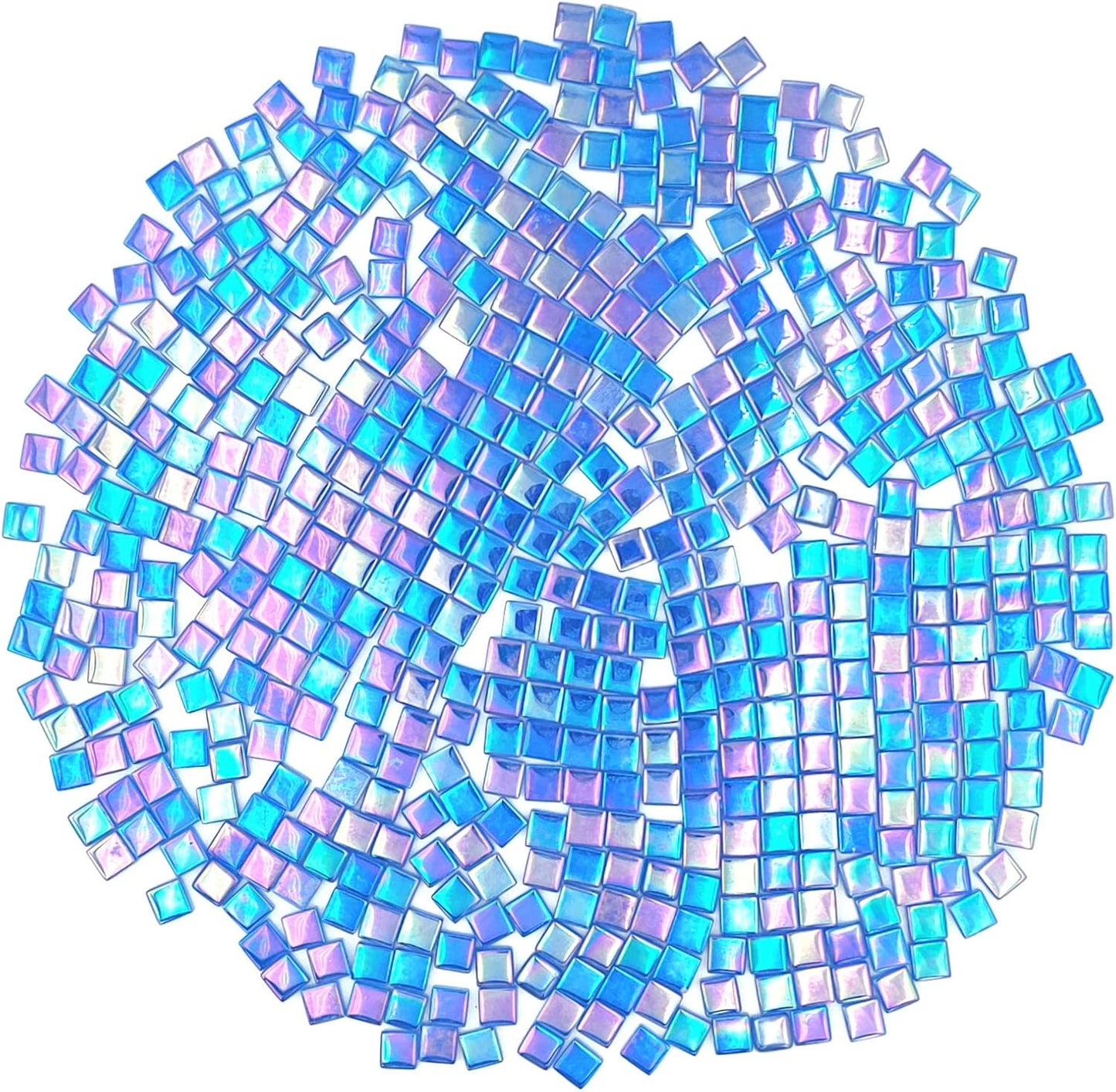 1.1lb Square Crystal Mosaic Tiles, Iridescent Mosaic Glass Tiles for Crafts, Mosaic Pieces DIY Hobbies Children Handmade Jewelry Art Decoration Gifts,525 Pieces (Lemon Yellow)