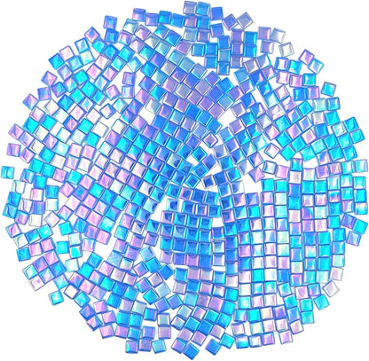 1.1lb Square Crystal Mosaic Tiles, Iridescent Mosaic Glass Tiles for Crafts, Mosaic Pieces DIY Hobbies Children Handmade Jewelry Art Decoration Gifts,525 Pieces (Lemon Yellow)