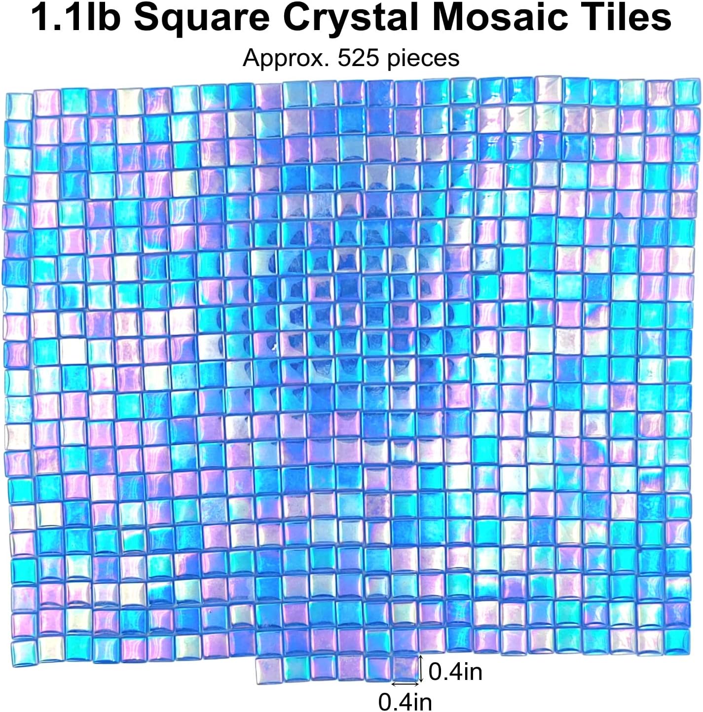 1.1lb Square Crystal Mosaic Tiles, Iridescent Mosaic Glass Tiles for Crafts, Mosaic Pieces DIY Hobbies Children Handmade Jewelry Art Decoration Gifts,525 Pieces (Lemon Yellow)