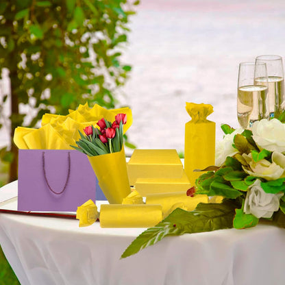 100 Sheets Yellow Tissue Paper Artdly 14 x 20 Inches Yellow Wrapping Paper Bulk for Weddings Birthday DIY Project Christmas