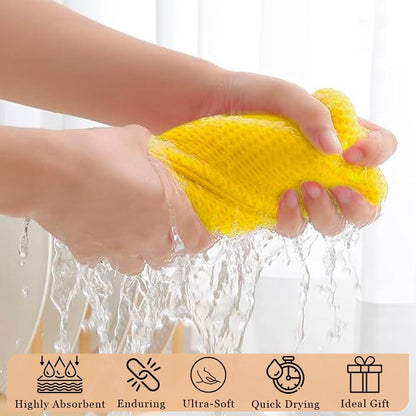 DishCloths Kitchen|Waffle Terry Check Weave Hand Towels|Cotton 12x12" Reusable Dish Rags Washing Scrub Cleaning Dishes|Dish Bar Mop Towels Hand Wipes|Spring Easter Basket Decor|6 Pc -Lemon Yellow