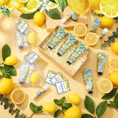 75 Pcs / 25 Sets Capri Lemon Baby Shower Party Favors for Guests Sweet One Italian Lemon Shaped Soaps Bridal Shower Return Gifts Lip Balms Hand Cream for Bridal Wedding Gender Reveal