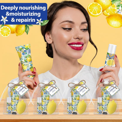 75 Pcs / 25 Sets Capri Lemon Baby Shower Party Favors for Guests Sweet One Italian Lemon Shaped Soaps Bridal Shower Return Gifts Lip Balms Hand Cream for Bridal Wedding Gender Reveal