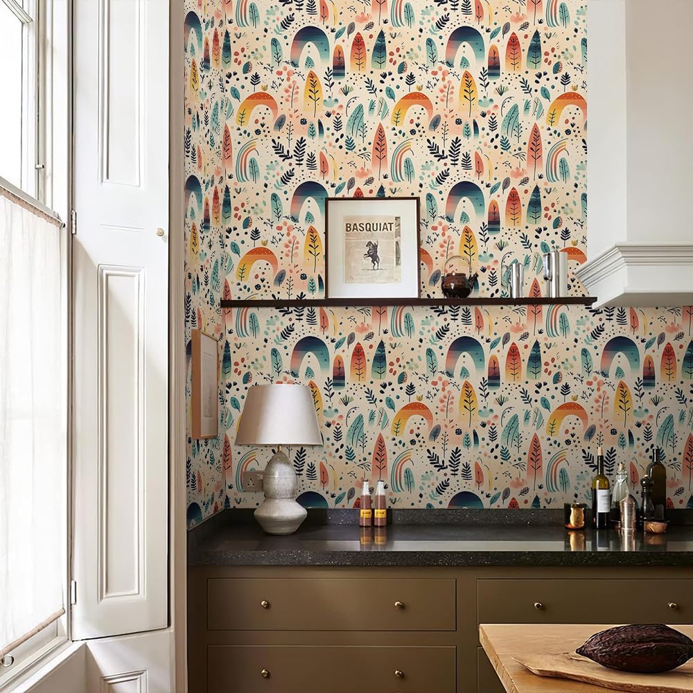 Cute Colorful Fruits Lemon Grapefruit Green Leaf Orange/Red/Yellow Flowers Peel and Stick Wallpaper Stick on Wall Paper Easy Peel Off for nightstand Drawer Cabinet Renter