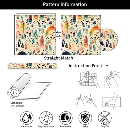Cute Colorful Fruits Lemon Grapefruit Green Leaf Orange/Red/Yellow Flowers Peel and Stick Wallpaper Stick on Wall Paper Easy Peel Off for nightstand Drawer Cabinet Renter