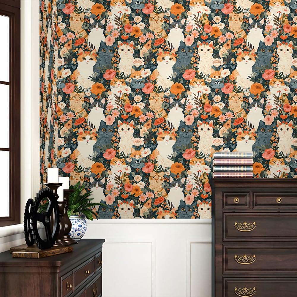 Cute Colorful Fruits Lemon Grapefruit Green Leaf Orange/Red/Yellow Flowers Peel and Stick Wallpaper Stick on Wall Paper Easy Peel Off for nightstand Drawer Cabinet Renter