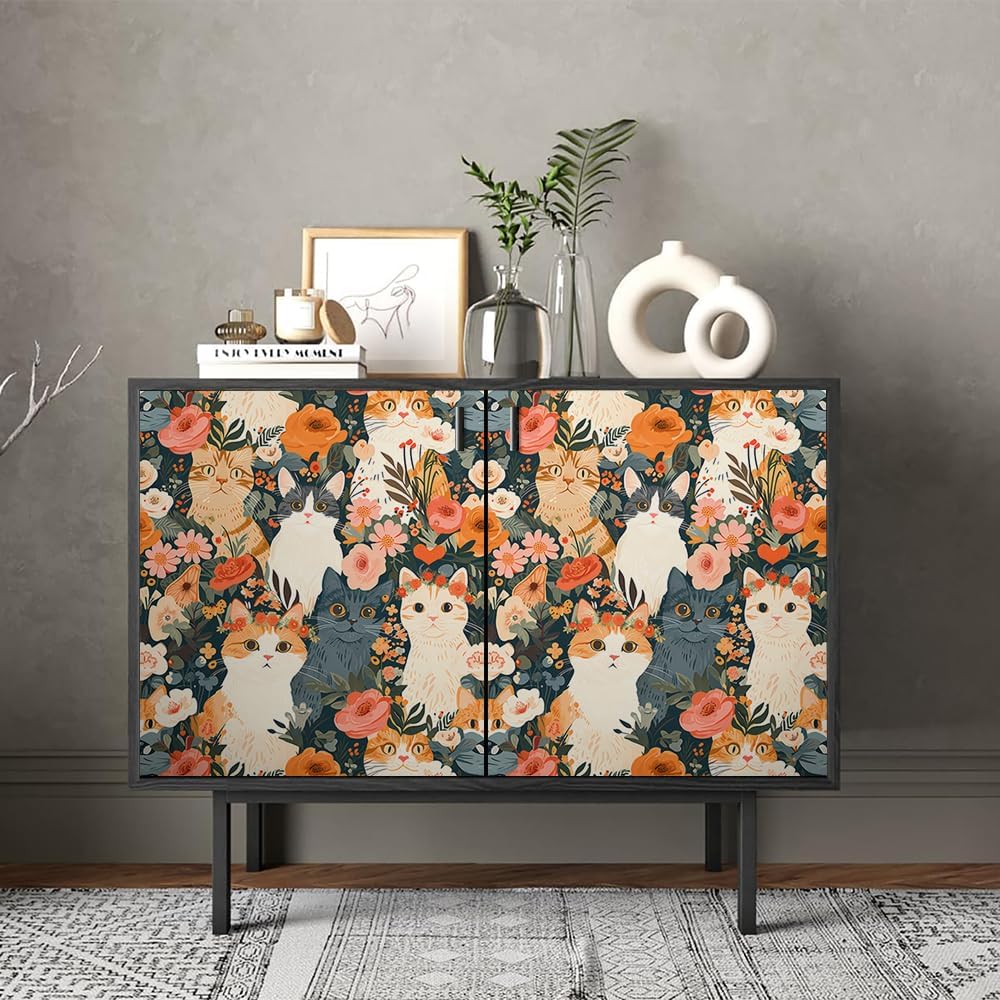 Cute Colorful Fruits Lemon Grapefruit Green Leaf Orange/Red/Yellow Flowers Peel and Stick Wallpaper Stick on Wall Paper Easy Peel Off for nightstand Drawer Cabinet Renter