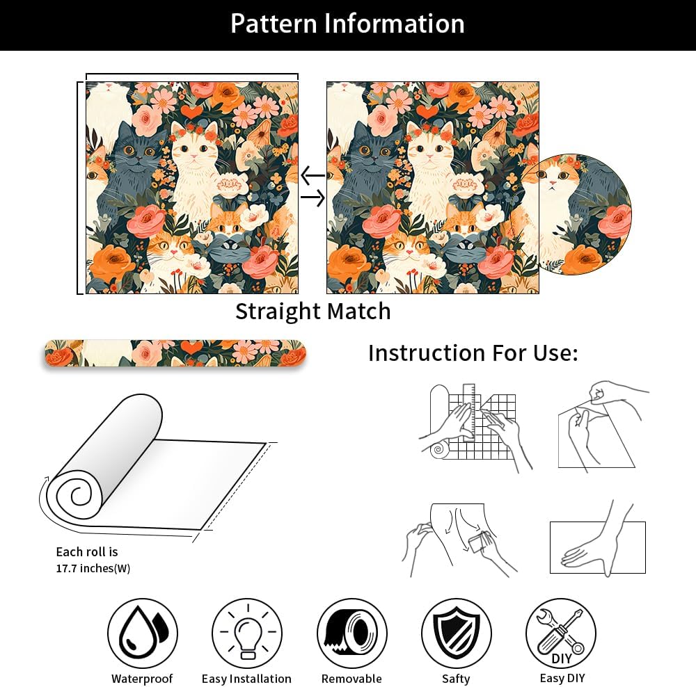 Cute Colorful Fruits Lemon Grapefruit Green Leaf Orange/Red/Yellow Flowers Peel and Stick Wallpaper Stick on Wall Paper Easy Peel Off for nightstand Drawer Cabinet Renter