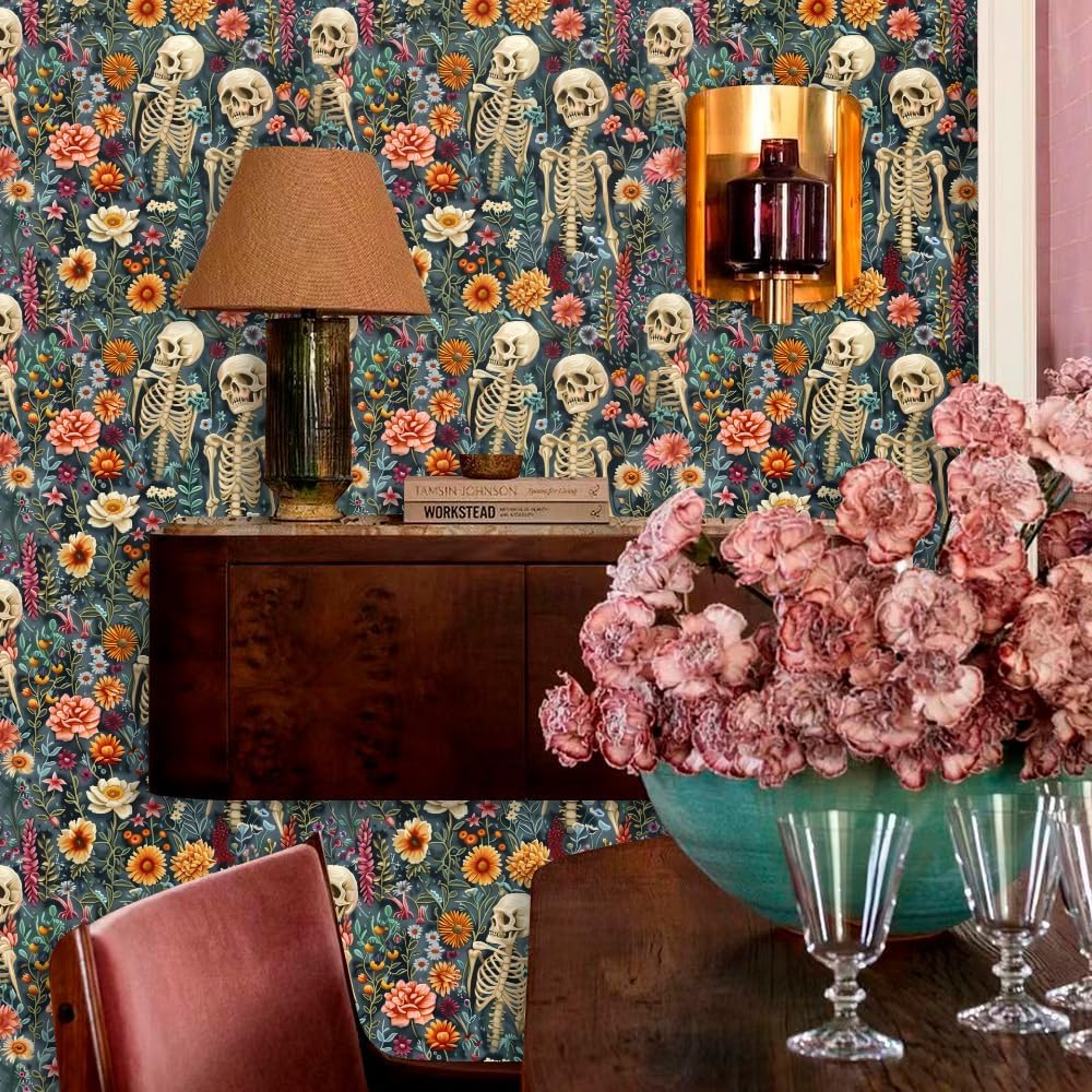 Cute Colorful Fruits Lemon Grapefruit Green Leaf Orange/Red/Yellow Flowers Peel and Stick Wallpaper Stick on Wall Paper Easy Peel Off for nightstand Drawer Cabinet Renter