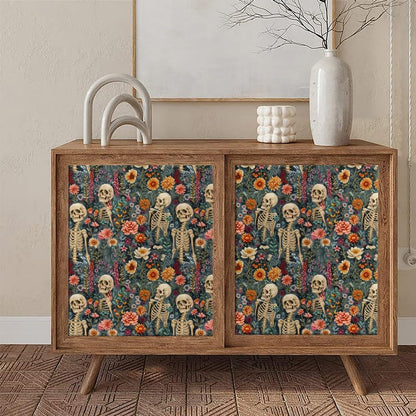 Cute Colorful Fruits Lemon Grapefruit Green Leaf Orange/Red/Yellow Flowers Peel and Stick Wallpaper Stick on Wall Paper Easy Peel Off for nightstand Drawer Cabinet Renter