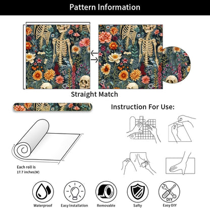 Cute Colorful Fruits Lemon Grapefruit Green Leaf Orange/Red/Yellow Flowers Peel and Stick Wallpaper Stick on Wall Paper Easy Peel Off for nightstand Drawer Cabinet Renter