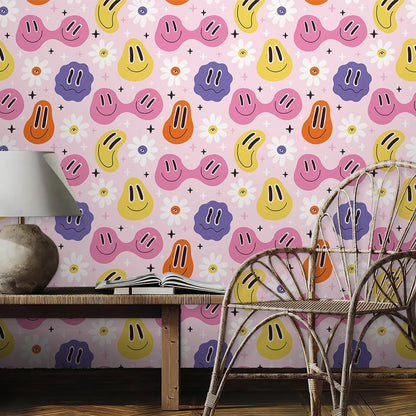 Cute Colorful Fruits Lemon Grapefruit Green Leaf Orange/Red/Yellow Flowers Peel and Stick Wallpaper Stick on Wall Paper Easy Peel Off for nightstand Drawer Cabinet Renter