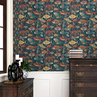Cute Colorful Fruits Lemon Grapefruit Green Leaf Orange/Red/Yellow Flowers Peel and Stick Wallpaper Stick on Wall Paper Easy Peel Off for nightstand Drawer Cabinet Renter