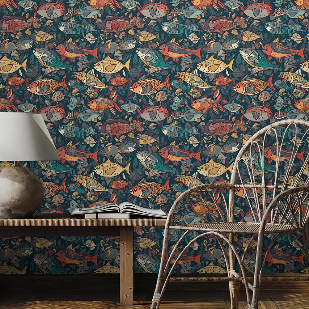 Cute Colorful Fruits Lemon Grapefruit Green Leaf Orange/Red/Yellow Flowers Peel and Stick Wallpaper Stick on Wall Paper Easy Peel Off for nightstand Drawer Cabinet Renter