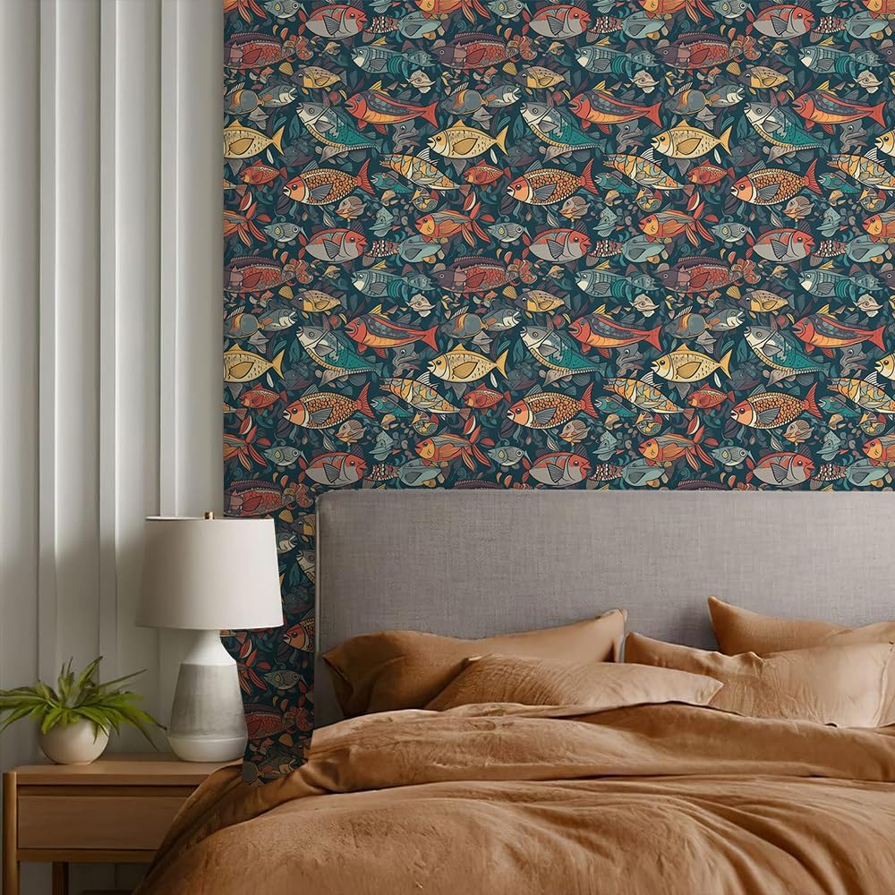 Cute Colorful Fruits Lemon Grapefruit Green Leaf Orange/Red/Yellow Flowers Peel and Stick Wallpaper Stick on Wall Paper Easy Peel Off for nightstand Drawer Cabinet Renter