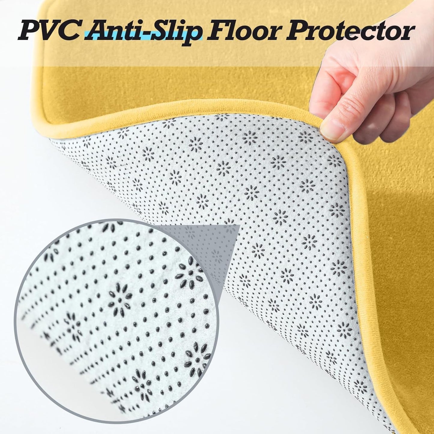 Bathroom Rugs Sets 3 Piece, Non-Slip & Quick Dry Bath Mat Set, Ultra Soft Velvet Bath Rugs for Bathroom, Toilet and Shower Floor, Yellow