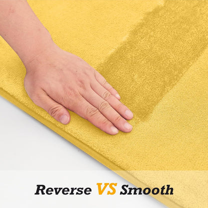 Bathroom Rugs Sets 3 Piece, Non-Slip & Quick Dry Bath Mat Set, Ultra Soft Velvet Bath Rugs for Bathroom, Toilet and Shower Floor, Yellow