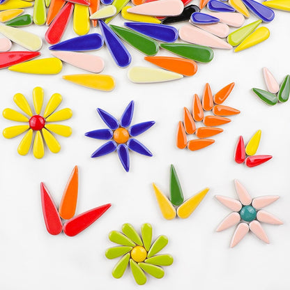 1.1LB Water Drop Petal Leaves Ceramic Mosaic Tiles for DIY Crafts,Teardrop Shaped Ceramic Mosaic Pieces for Photo Frames,Cups,Flower Pots,Fish Tank,Vases,Make Stepping Stones (Iridescent White)
