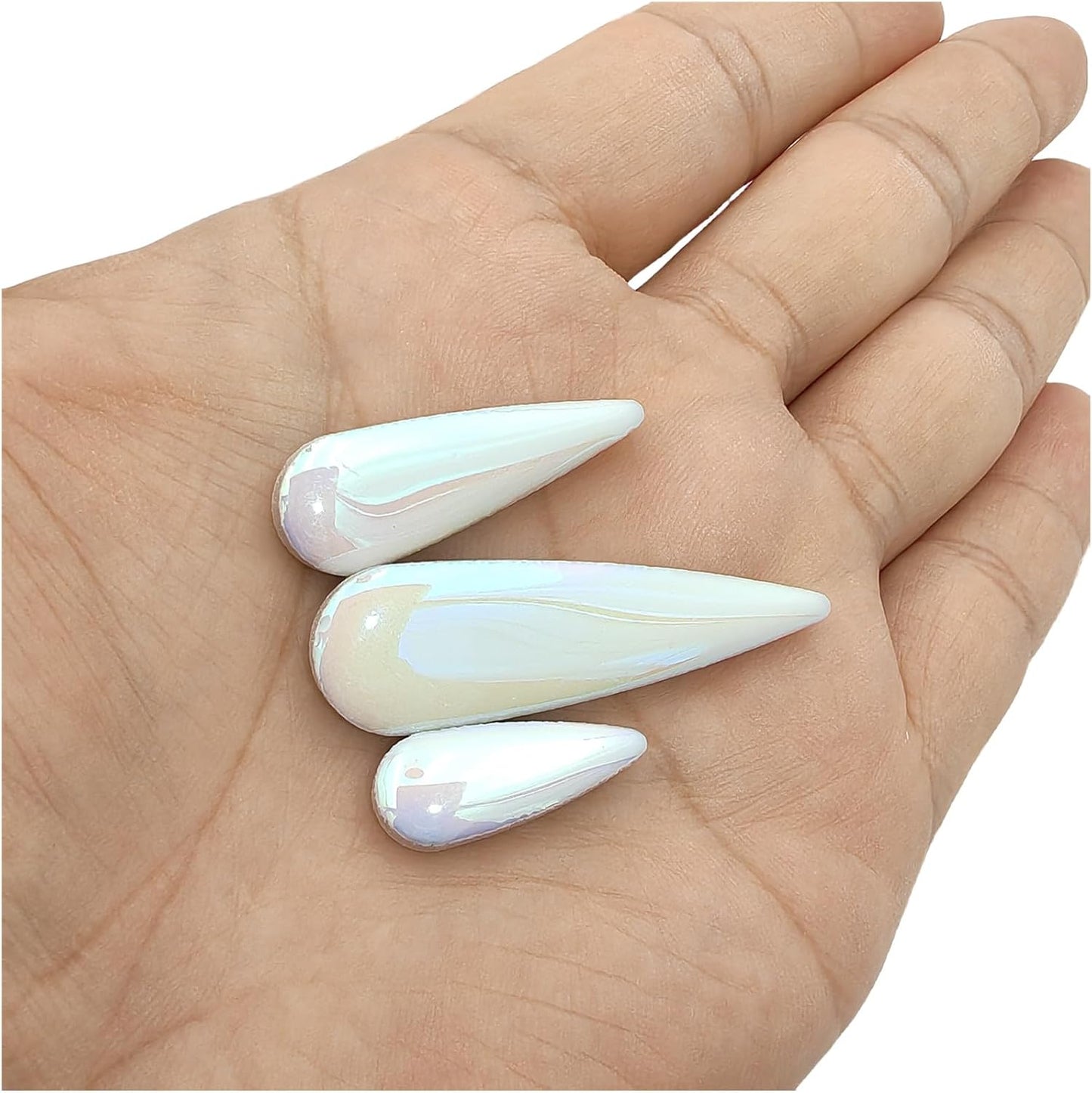1.1LB Water Drop Petal Leaves Ceramic Mosaic Tiles for DIY Crafts,Teardrop Shaped Ceramic Mosaic Pieces for Photo Frames,Cups,Flower Pots,Fish Tank,Vases,Make Stepping Stones (Iridescent White)