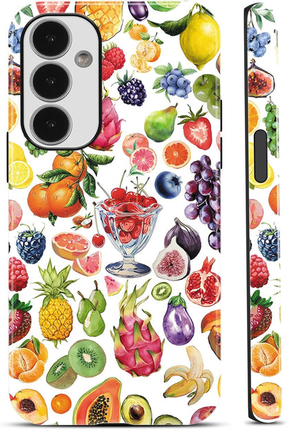 Cute Various Summer Fruits Pattern Phone Case for Samsung Galaxy A16 5G 6.7", Lovely Lemon Citrus Fruit Collage Print Phone Cases Hybrid 2-Layer Hard Shell Protective Cover for Girls Boys