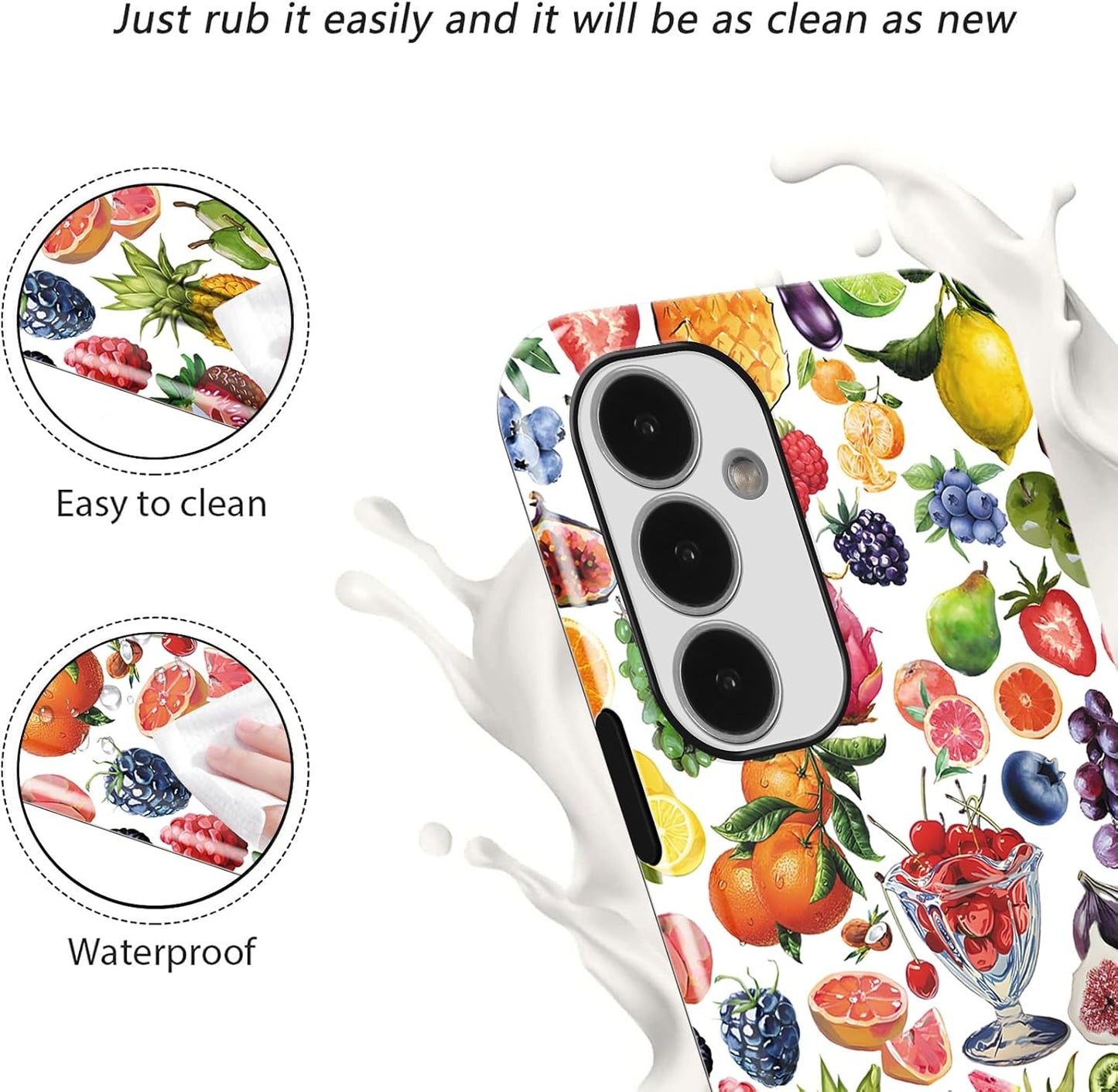 Cute Various Summer Fruits Pattern Phone Case for Samsung Galaxy A16 5G 6.7", Lovely Lemon Citrus Fruit Collage Print Phone Cases Hybrid 2-Layer Hard Shell Protective Cover for Girls Boys